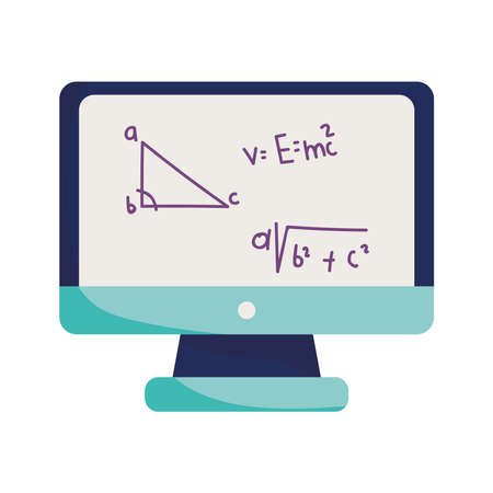 happy teachers day, online learn class maths, isolated icon white background vector illustrationのイラスト素材
