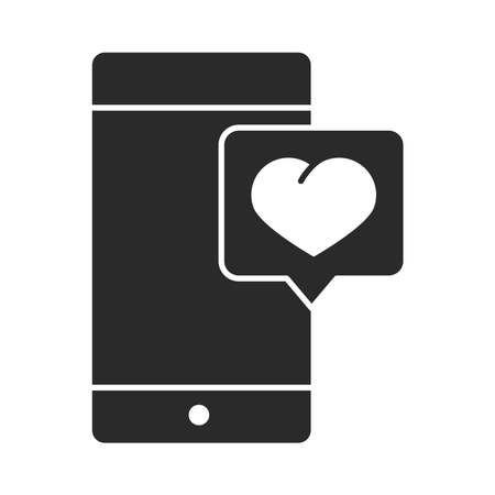 smartphone online heart charity donation and love silhouette icon vector illustrationのイラスト素材