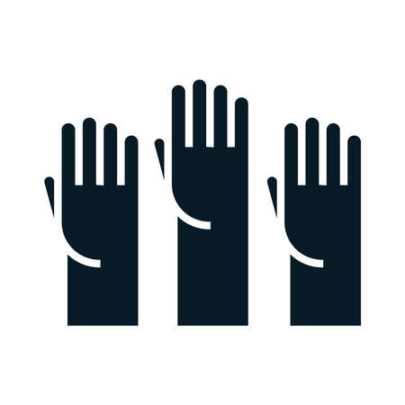 United States elections, raised hands campaign political election silhouette icon design vector illustrationのイラスト素材