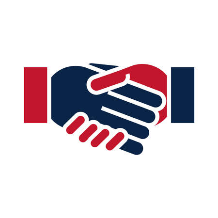 United States elections, candidates handshake, political election campaign flat icon design vector illustrationのイラスト素材