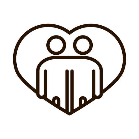 people hugging together inside heart community and partnership line icon vector illustrationのイラスト素材