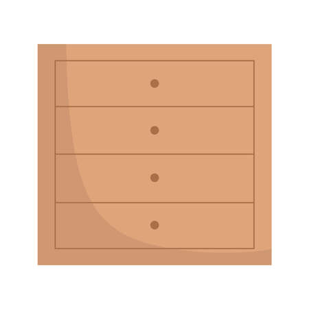 wooden drawers furniture isolated design white background vector illustrationのイラスト素材