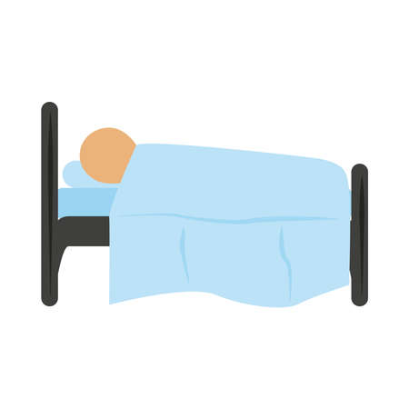 character resting in the bed flat icon style white background vector illustrationのイラスト素材