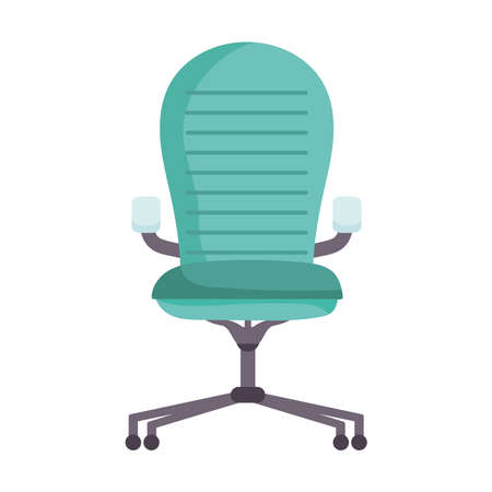 green office armchair with wheels isolated design white background vector illustrationのイラスト素材
