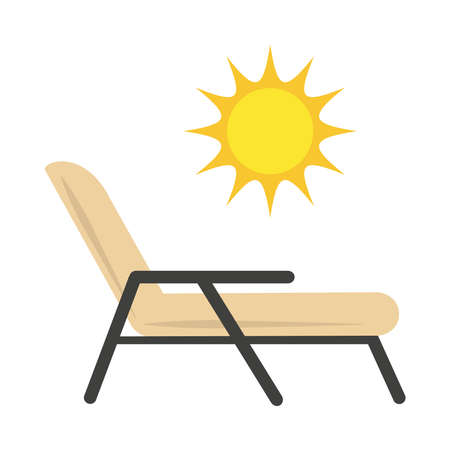 summer vacation travel, deck chair sun tropical tourism, flat icon style vector illustrationのイラスト素材