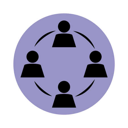 together, workgroup society pictogram, block silhouette icon vector illustrationのイラスト素材