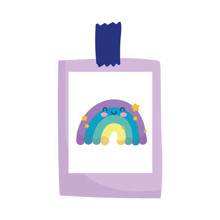 drawing rainbow stars on paper with adhesive tape isolated design white background vector illustrationのイラスト素材