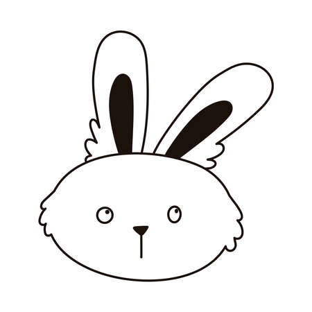 cute face rabbit animal cartoon isolated icon line style vector illustrationのイラスト素材