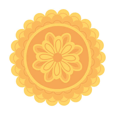 mooncake sweet traditional chinese food isolated icon style vector illustrationのイラスト素材