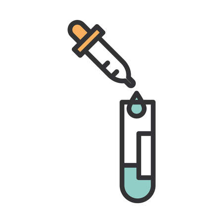 coronavirus covid19 diagnostics research, medical dropper and test tube sample line and fill vector illustrationのイラスト素材