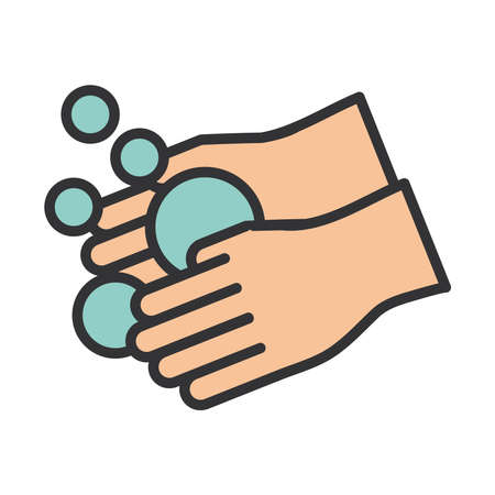 coronavirus covid19 diagnostics research, washing hands prevention measure line and fill vector illustrationのイラスト素材