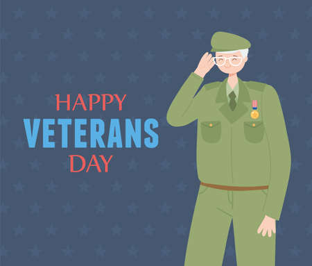 happy veterans day, US military armed forces soldier character vector illustrationのイラスト素材