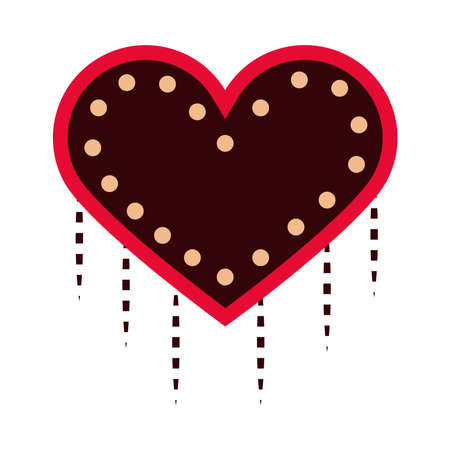 dotted frame heart love ornament decoration icon flat style vector illustrationのイラスト素材