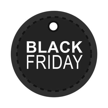 black friday, dark round tag shop announce icon flat style vector illustrationのイラスト素材