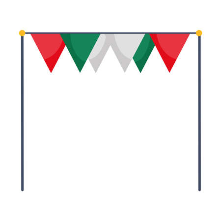 frame with bunting decoration festival isolated icon over white background vector illustrationのイラスト素材