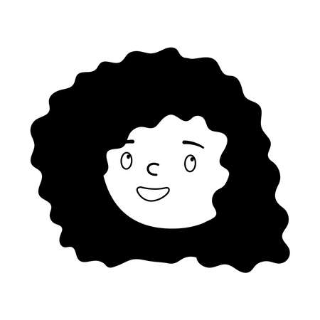 female face character cartoon isolated design white background vector illustration line styleのイラスト素材