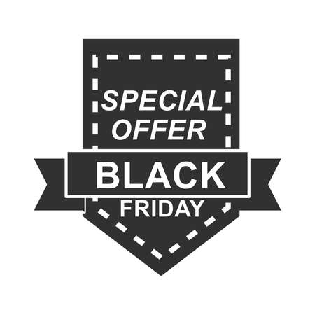 black friday, weekend super sale sticker on dark shape icon silhouette style vector illustrationのイラスト素材