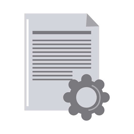 data analysis, document paper gear work vector illustration flat iconのイラスト素材