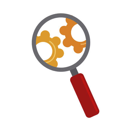 data analysis, magnifying glass gear engine optimization vector illustration flat iconのイラスト素材