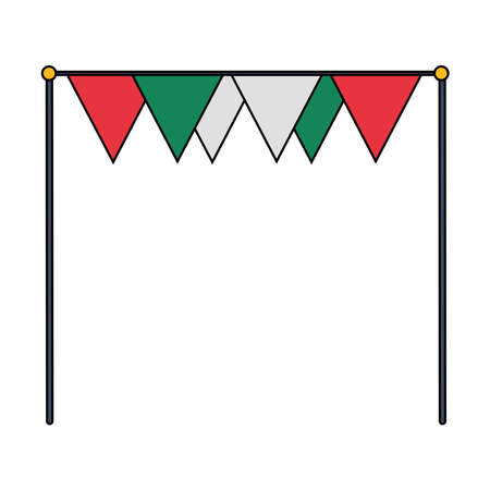 frame with bunting decoration festival isolated icon over white background vector illustrationのイラスト素材