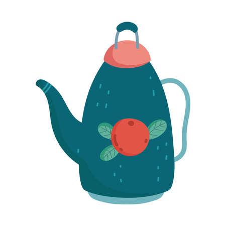 teapot with fruit decoration isolated design white background vector illustrationのイラスト素材