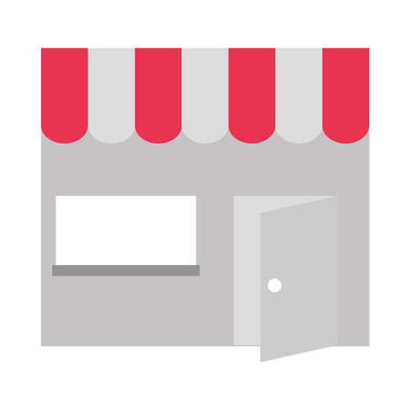 store facade open door, opening again vector illustration flat iconのイラスト素材