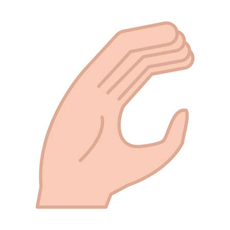 sign language hand gesture indicating c letter vector illustration line and fill iconのイラスト素材