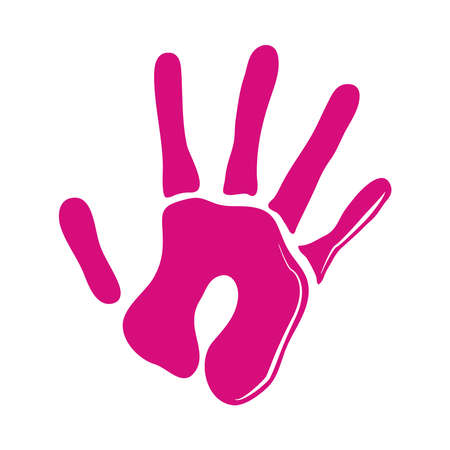 breast cancer awareness month, pink paint hand print, healthcare concept vector illustration flat icon styleのイラスト素材