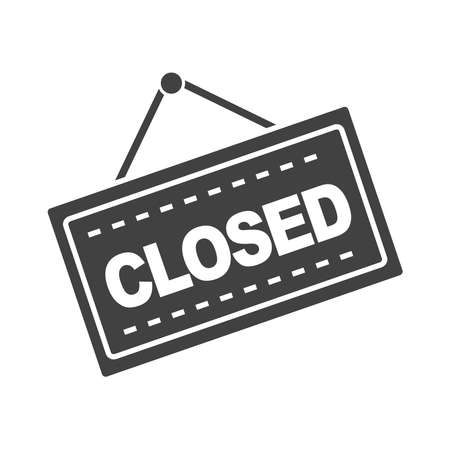 closed banner on door store template vector illustration silhouette iconのイラスト素材