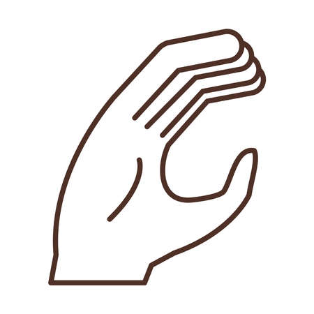 sign language hand gesture indicating c letter vector illustration line iconのイラスト素材