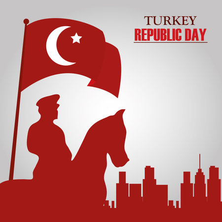 turkey republic day, sculpture hero freedom country vector illustrationのイラスト素材