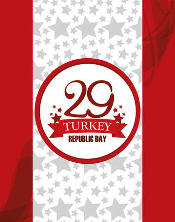 turkey republic day, commemoration national celebration label vector illustrationのイラスト素材