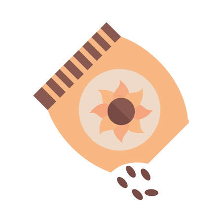 gardening, sunflower seeds sack plantation flat icon style vector illustrationのイラスト素材