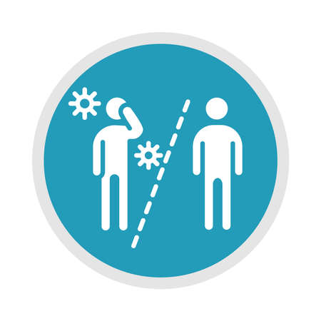 new normal, less socialization, after coronavirus disease covid 19, blue silhouette icon vector illustrationのイラスト素材