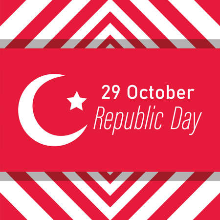 turkey republic day, banner on striped geometric background flag vector illustrationのイラスト素材