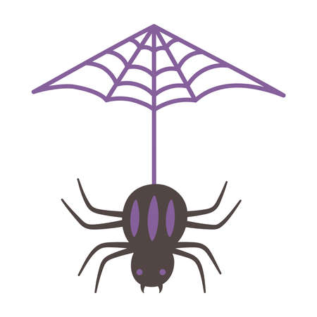 hanging spider cobweb isolated design icon vector illustrationのイラスト素材