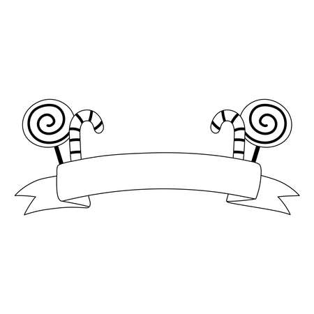 sweet candies with ribbon isolated icon vector illustration line styleのイラスト素材