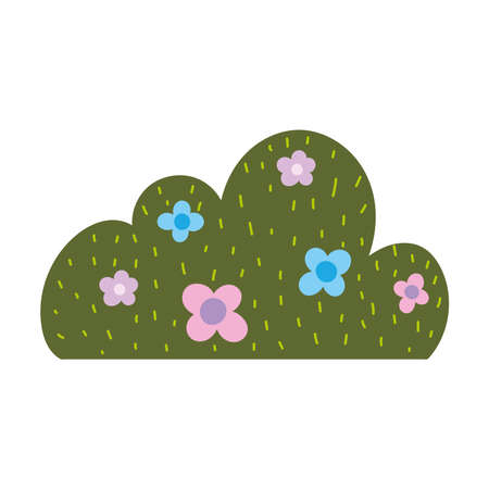 gardening, bush flowers foliage nature isolated icon style vector illustrationのイラスト素材