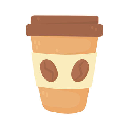 coffee takeaway disposable cup isolated icon style vector illustrationのイラスト素材