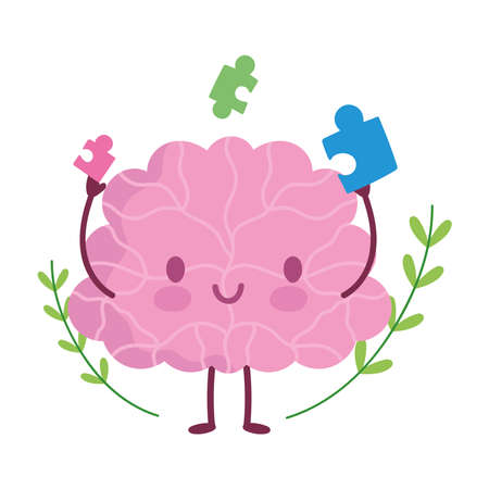 world mental health day, cartoon brain puzzles idea vector illustrationのイラスト素材