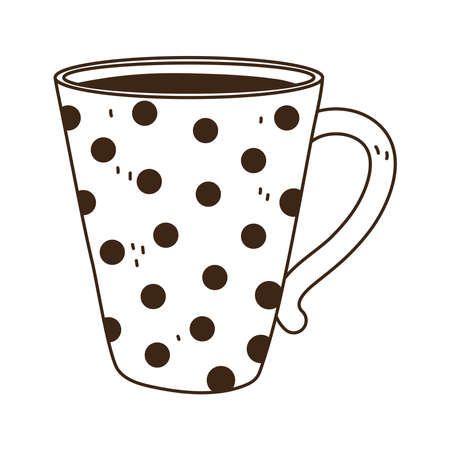 coffee dotted cup line icon style vector illustrationのイラスト素材