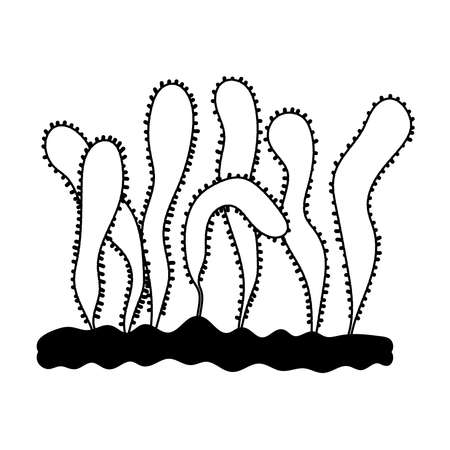 gardening, succulent leaves planted in the ground isolated line icon style vector illustrationのイラスト素材