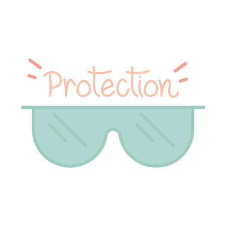 new normal, wear glasses protection, after coronavirus, hand made style flat vector illustrationのイラスト素材