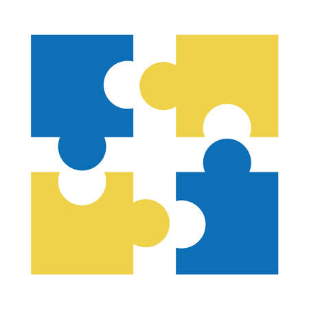 world down syndrome day, puzzles jigsaw strategy vector illustration flat styleのイラスト素材