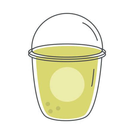 tea, smoothie fresh beverage disposable cup line and fill vector illustrationのイラスト素材