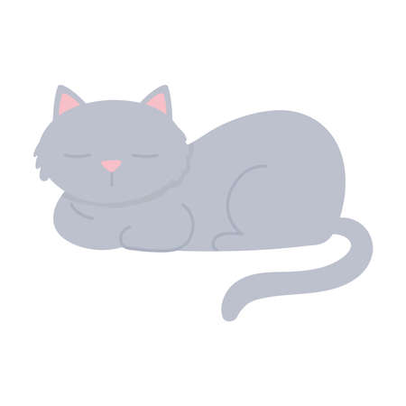 sleeping cat pet animal isolated design white background vector illustrationのイラスト素材