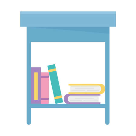 side table with books isolated design white background vector illustrationのイラスト素材