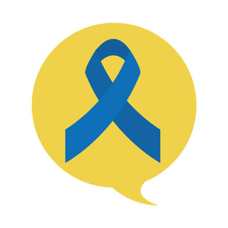 world down syndrome day, speech bubble blue ribbon vector illustration flat styleのイラスト素材