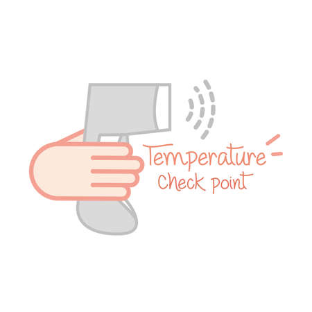new normal, temperature check point prevention, after coronavirus, hand made style flat vector...