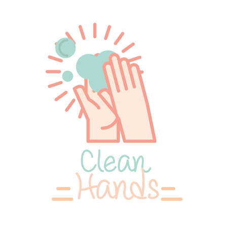 new normal, clean your hands frequently, after coronavirus, hand made style flat vector illustrationのイラスト素材